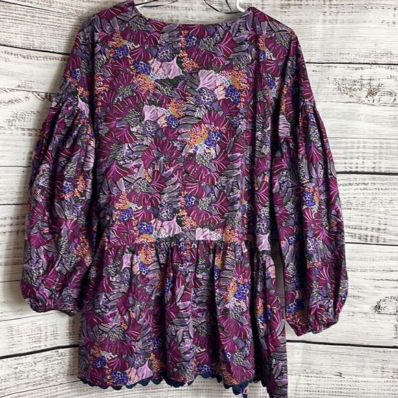 Kika Vargas X Target Top plus size 2X Coral Reef Scallop Edge Wrap Floral Blouse - Picture 5 of 9